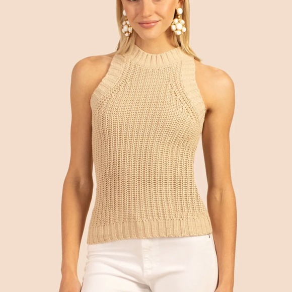 💃👠NEW - NWT - Trina Turk BON VIBANT TANK TOP SWEATER - DESERT BROWN - M👠💃 - Picture 1 of 12